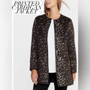 Old Navy Brown Leopard print wool blend open cardigan edgy fun eclectic medium